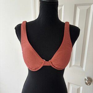 Barefoot Miss of California Copper Bikini Top Light Padding - Size S - NWOT